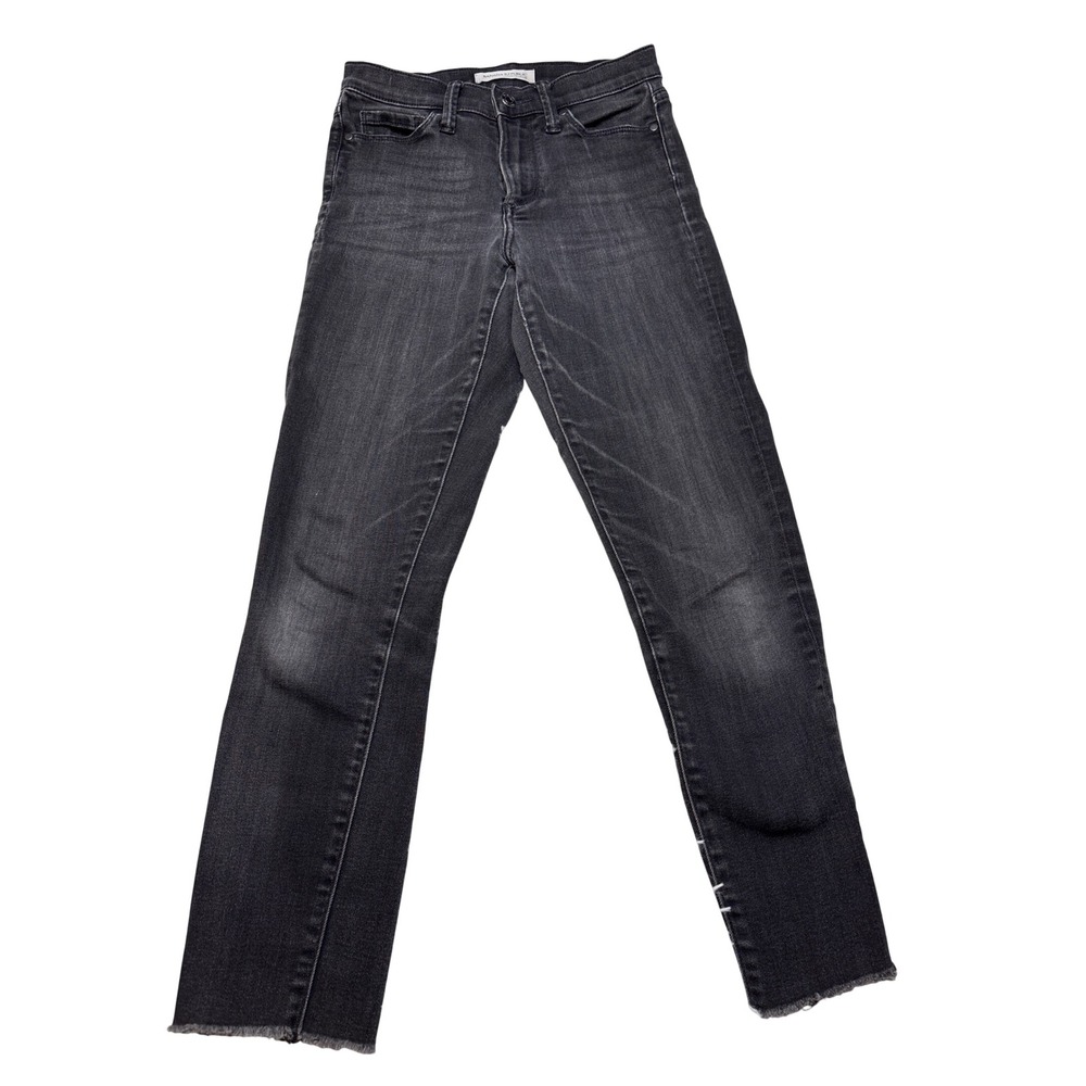 Banana Republic Premium Denim Skinny Jeans Faded Black Raw Hem 25 Petite